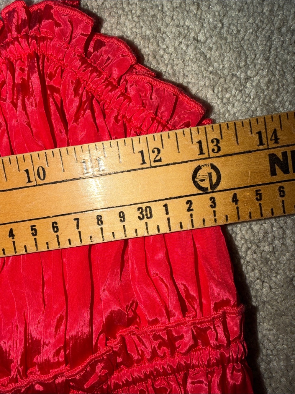 J. Crew Red  Crinkled ruffle-trim dress Size S NWT - Picture 8 of 8